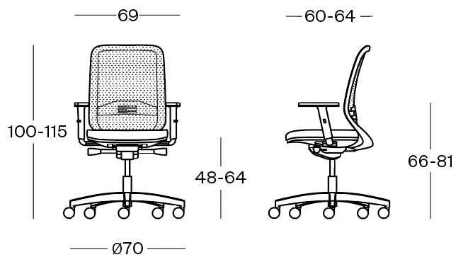 Bali_Dossier résille avec accoudoirs et piètement nylon