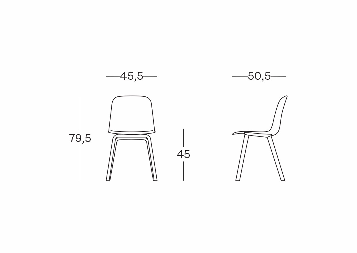 Lora coque plastique avec piètement 4 pieds en bois