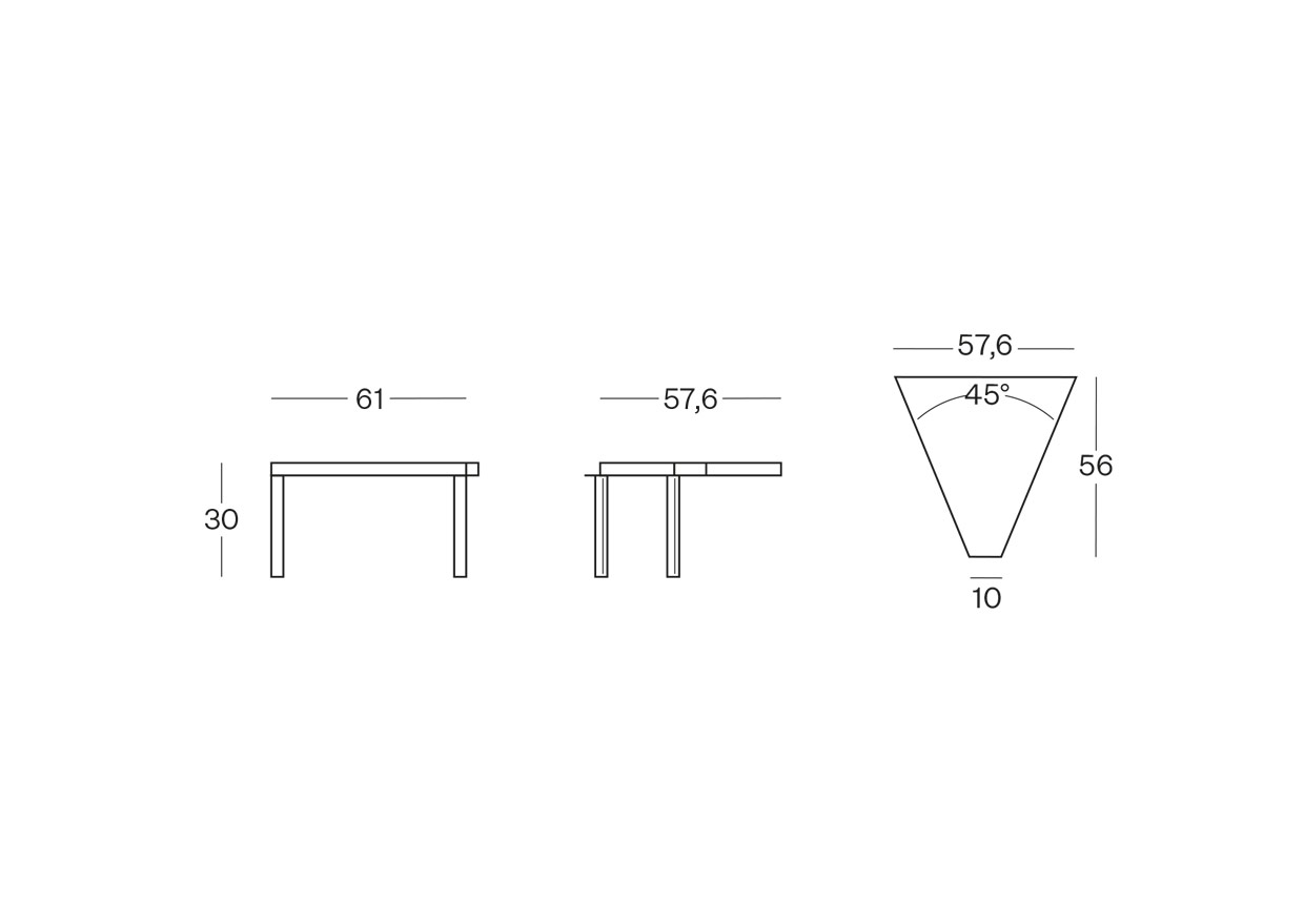 45° angular low table module