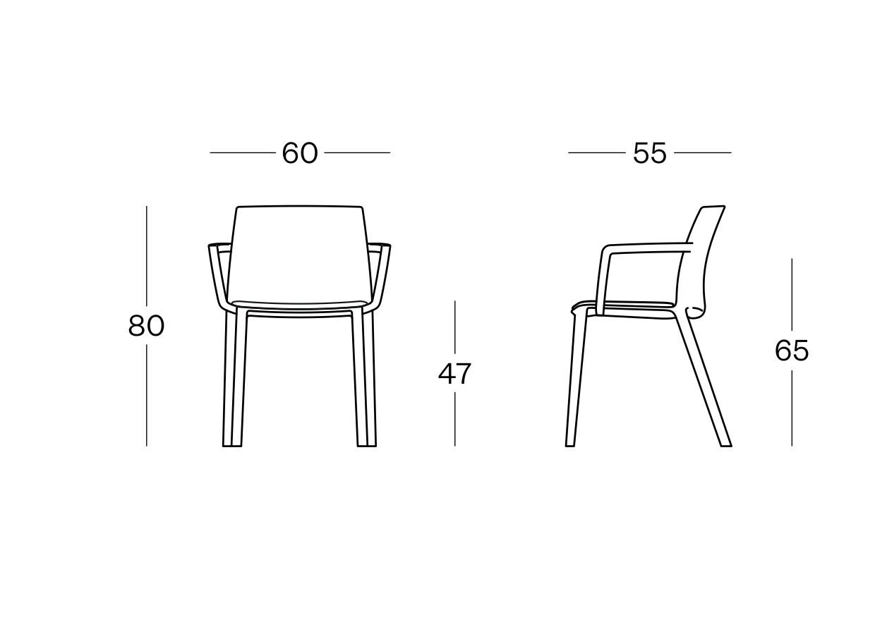 Plastic armchair with padded seat