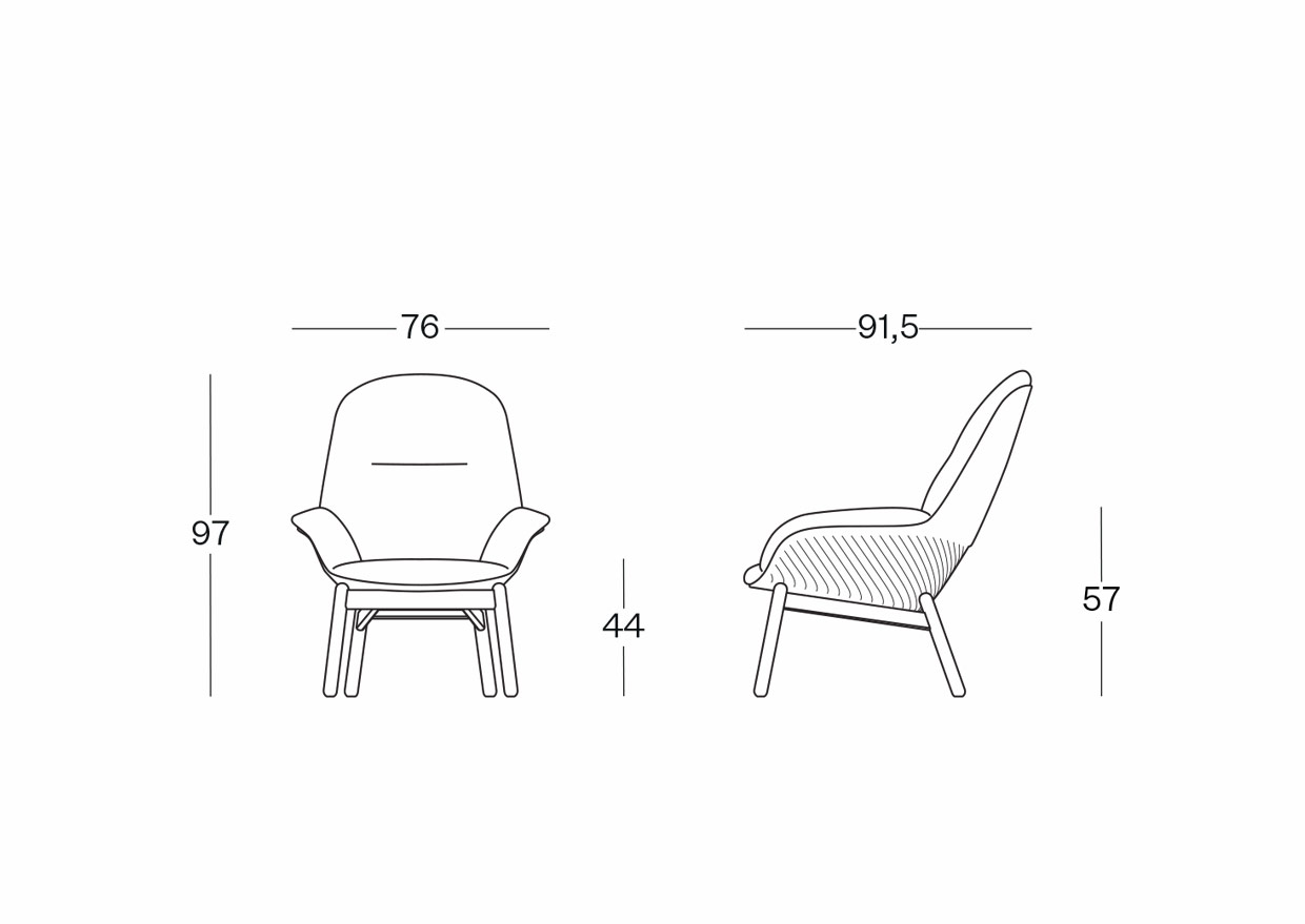 Stay lounge rembourré intérieurement avec piètement en bois