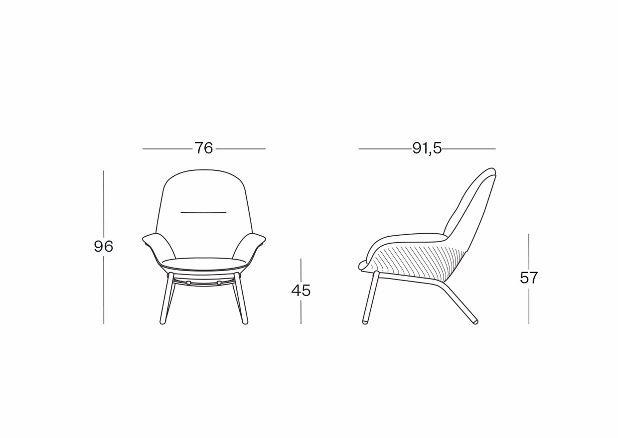 Stay lounge rembourré intérieurement avec piètement en métal