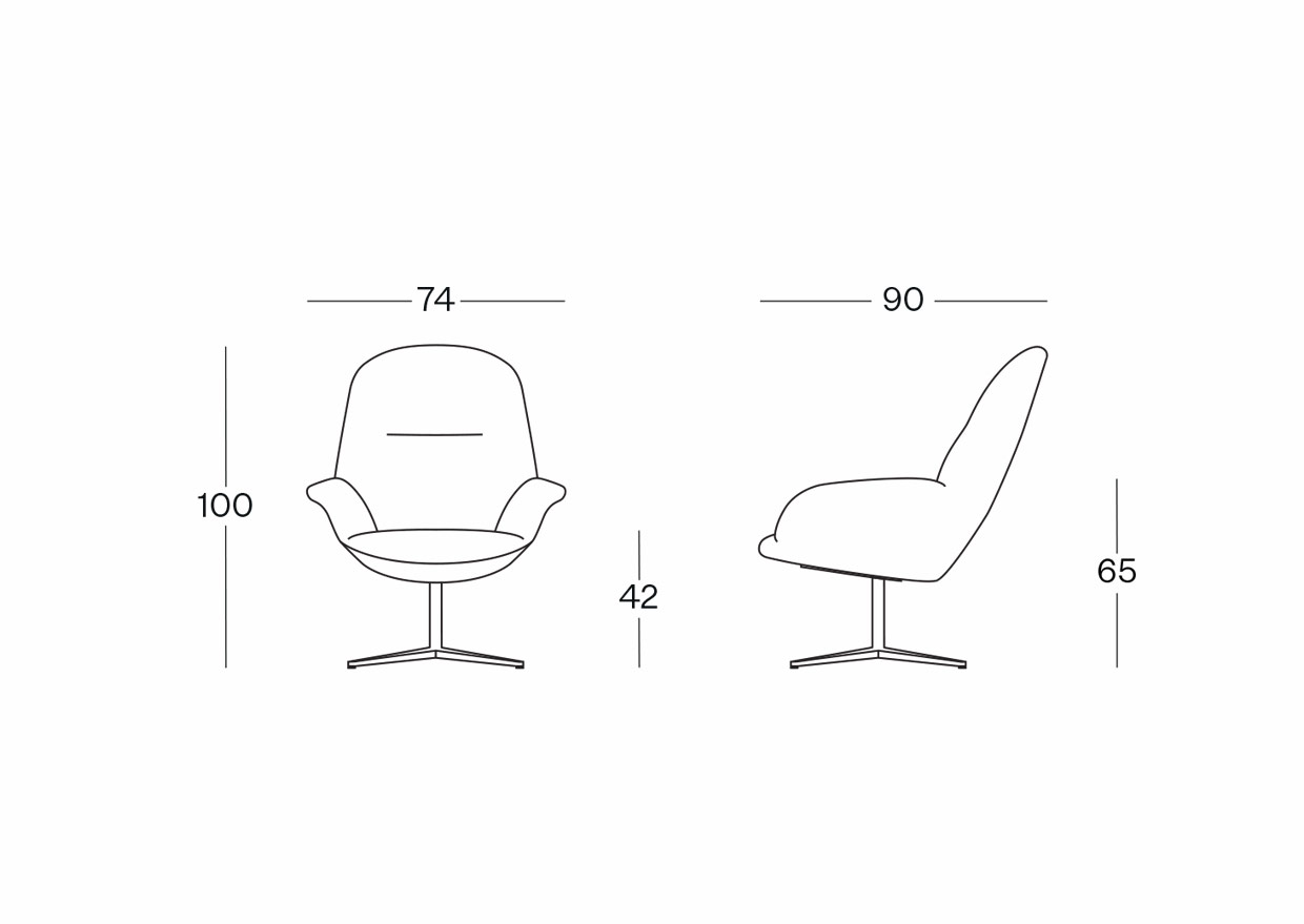 Stay lounge complètement rembourré avec piètement pivotant en aluminium