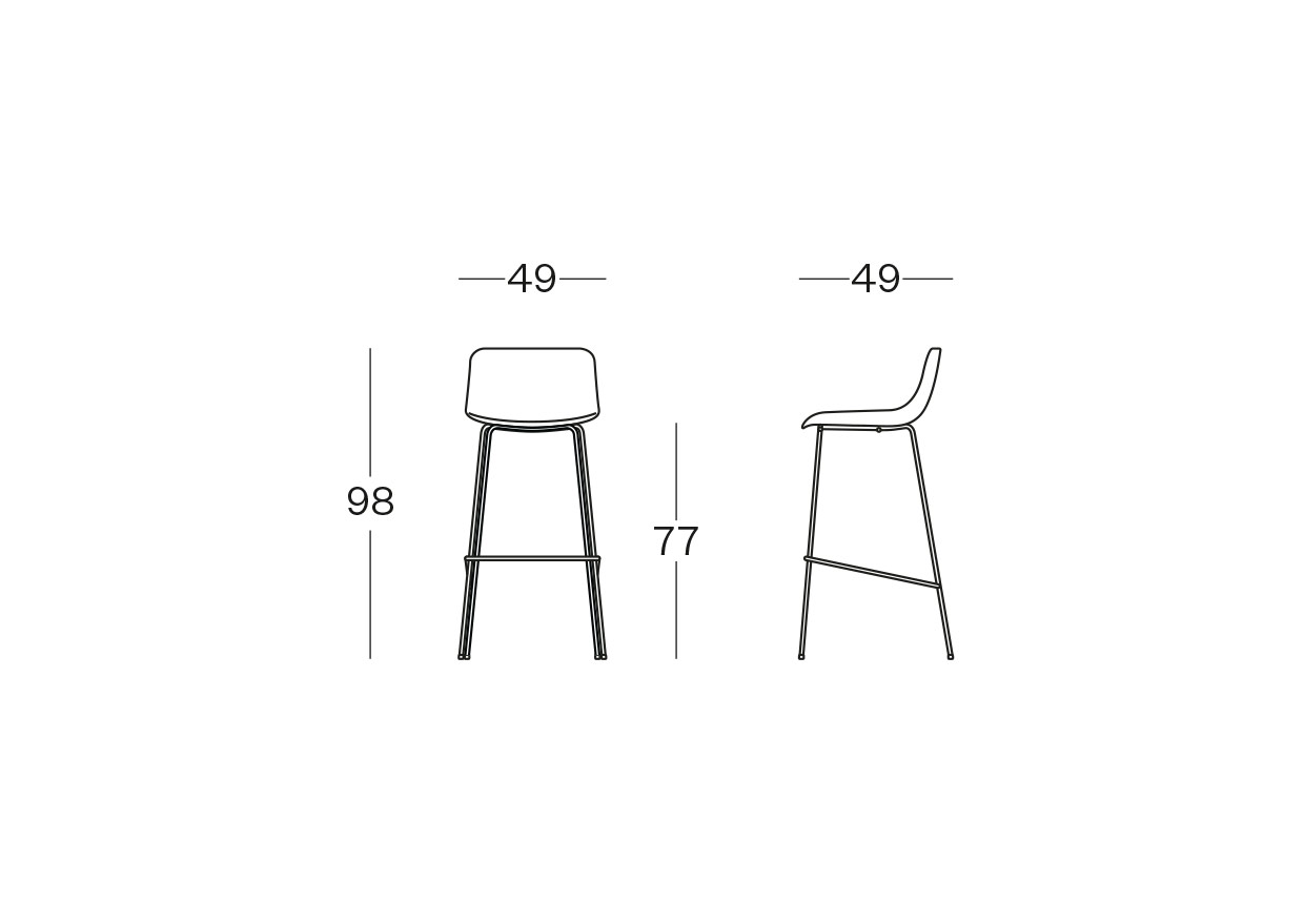 Stay tabouret avec coque polypro avec piètement haut