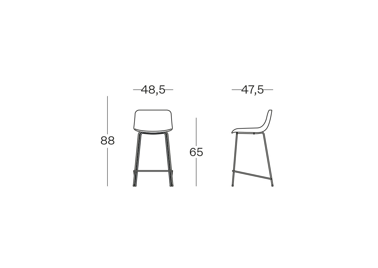 Stay tabouret avec coque polypro avec piètement bas
