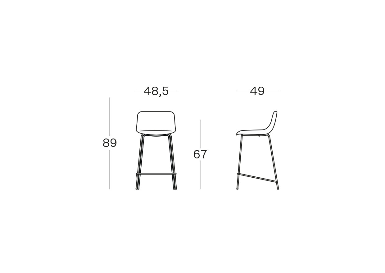 Stay tabouret avec coque rembourré avec piètement bas